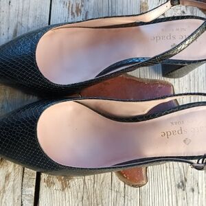 Kate Spade Black Leather Heel Slings Women's Shoes